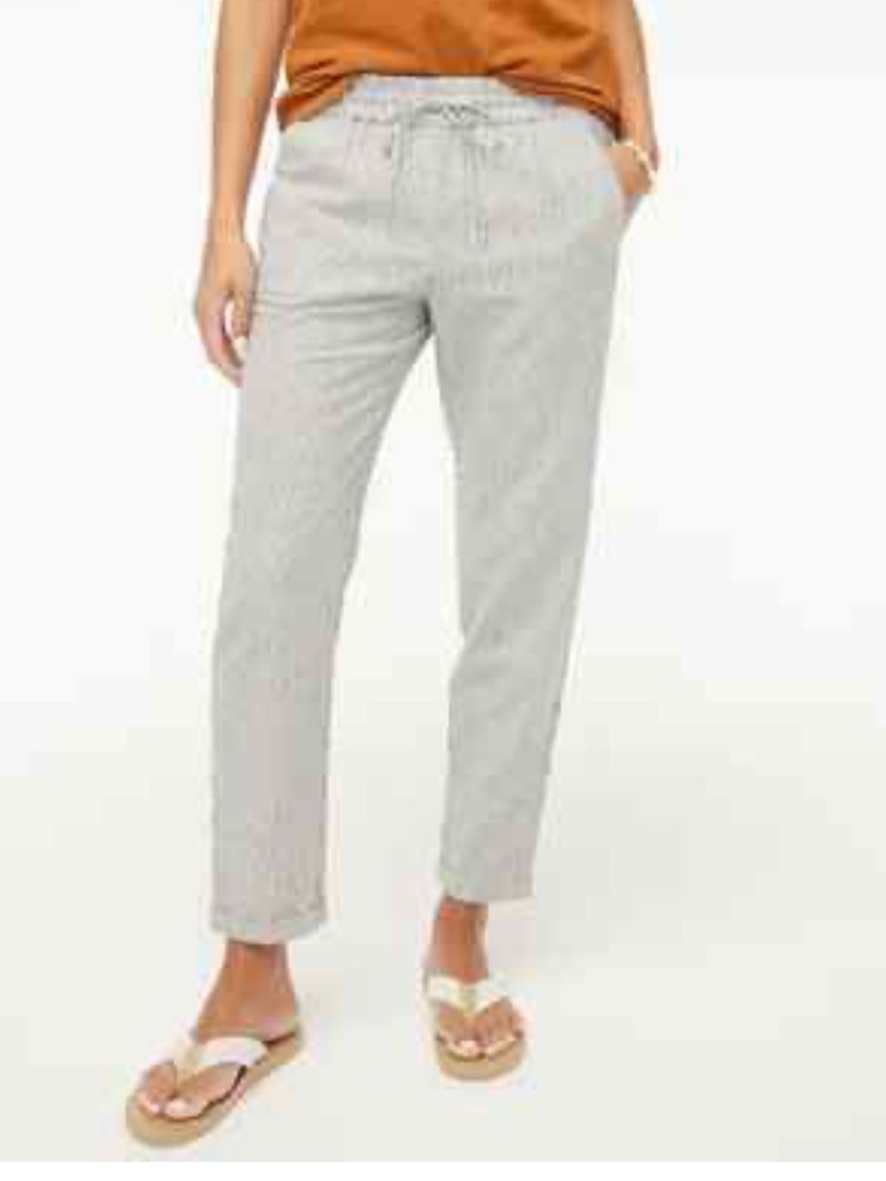 J. Crew Light Gray Pinstripe Linen-Cotton Tapered Pants Women’s Size Large